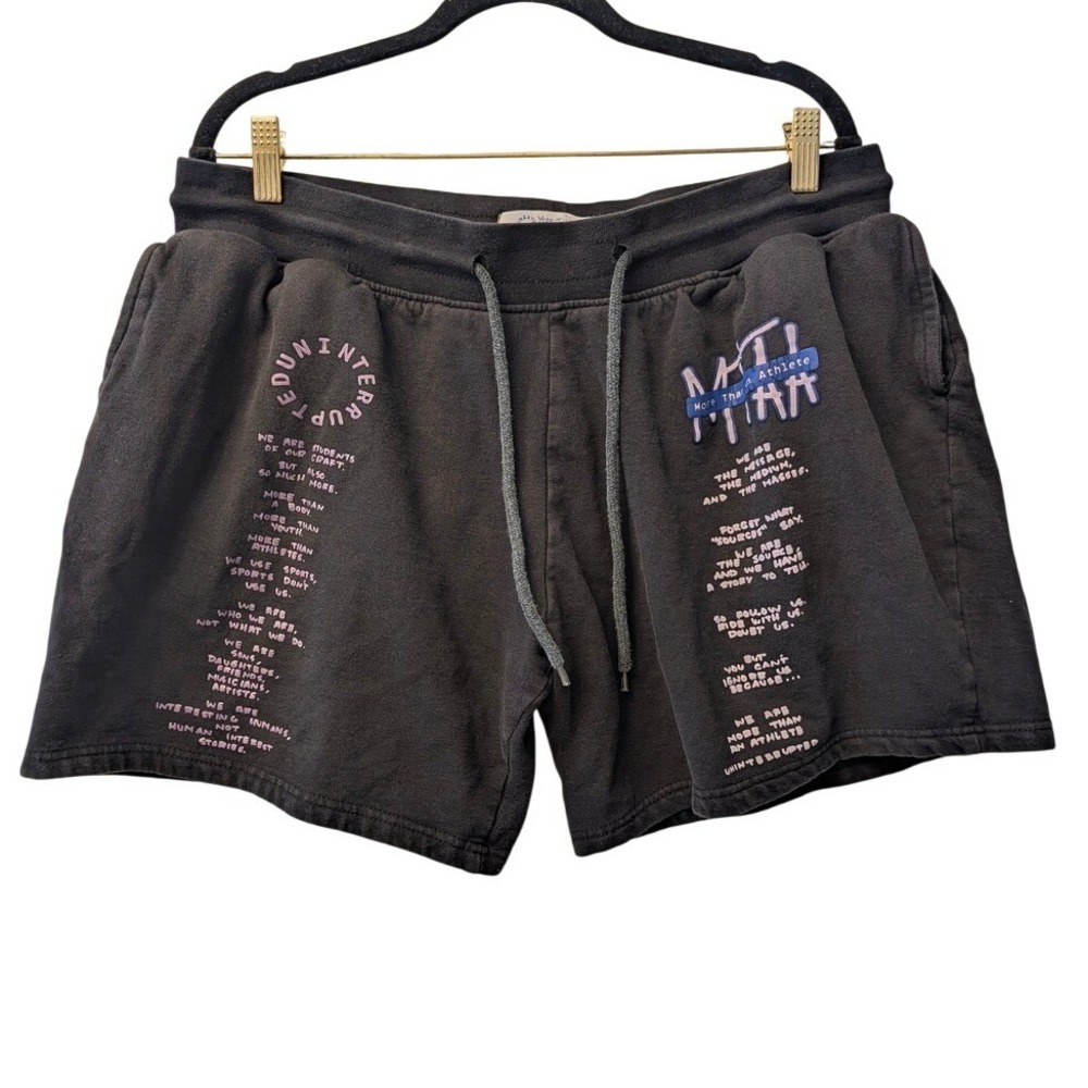 Uninterrupted More Than An Athlete Washed Black Graphic Sweat Shorts Mens Medium